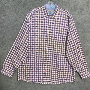 VTG Lemon & Soda Shirt Men Sz L Purple Plaid Western Aztec Long Sleeve Button Up